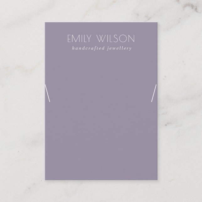 Minimal Simple Dusky Lilac Purple Necklace Display Business Card (Front)