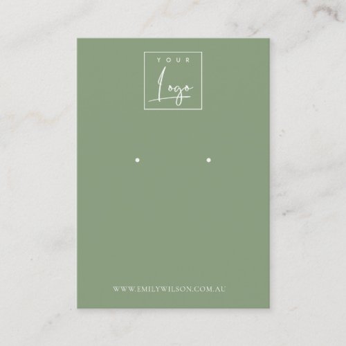 Minimal Simple Dusky Muted Green Earring Display Business Card