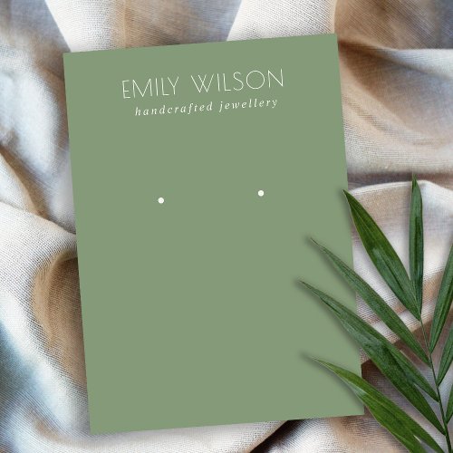Minimal Simple Dusky Muted Green Earring Display  Business Card