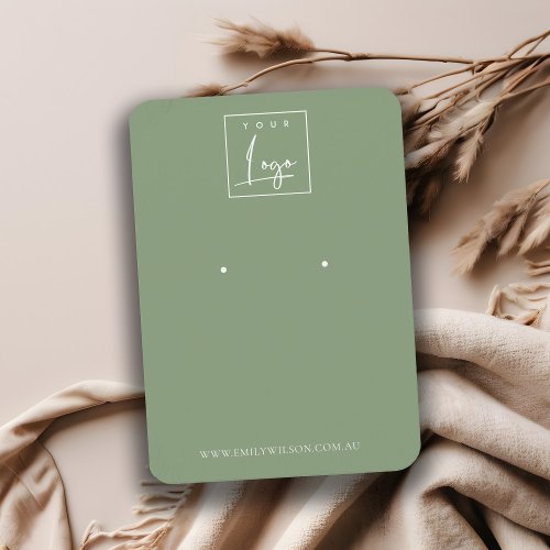 Minimal Simple Dusky Muted Green Earring Display Business Card