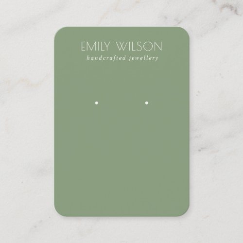 Minimal Simple Dusky Muted Green Earring Display Business Card