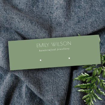 Minimal Simple Dusky Muted Green Earring Display Mini Business Card by JustJewelryDisplay at Zazzle