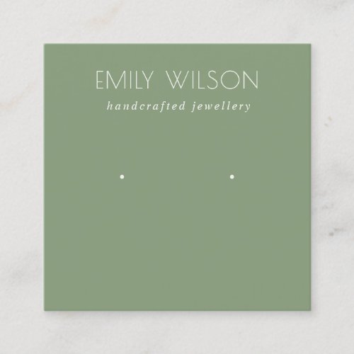 Minimal Simple Dusky Muted Green Earring Display Square Business Card