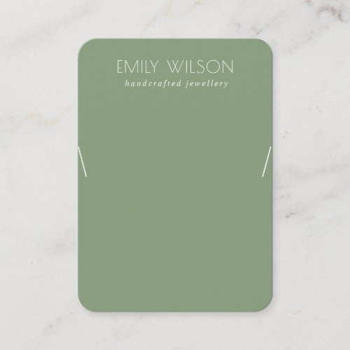 Minimal Simple Dusky Muted Green Necklace Display Business Card