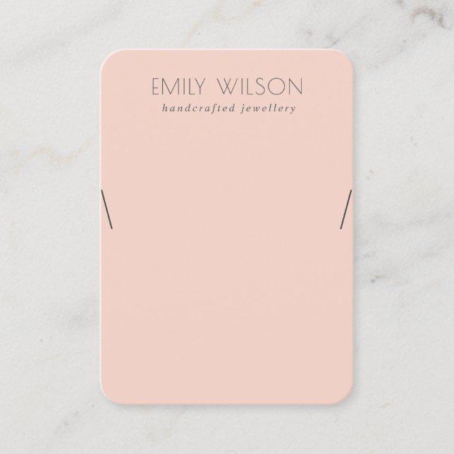 Minimal Simple Dusky Peach Necklace Display Business Card (Front)