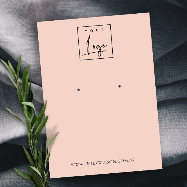 Minimal Simple Dusky Peach Stud Earring Display Business Card (Creator Uploaded)