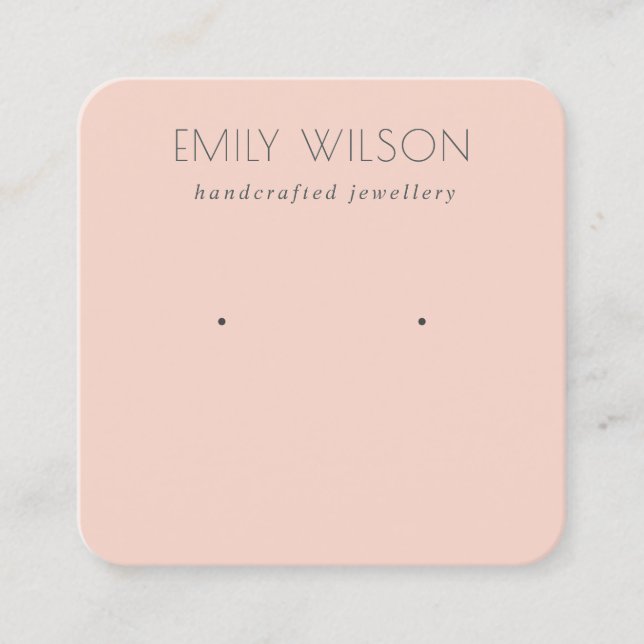 Minimal Simple Dusky Peach Stud Earring Display Square Business Card (Front)