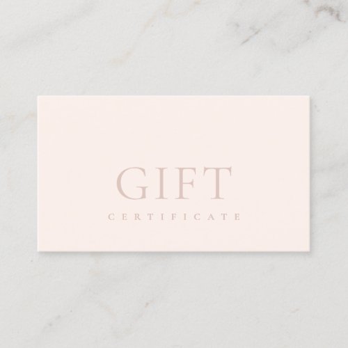 Minimal Simple Dusky Pink Blush Gift Certificate