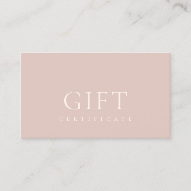 Minimal Simple Dusky Pink Blush Gift Certificate (Front)