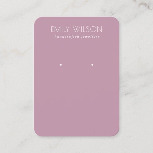 Minimal Simple Dusky Pink Purple Earring Display Business Card