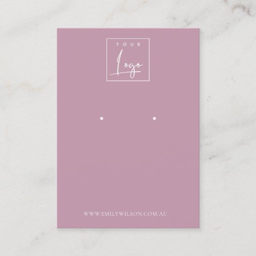 Minimal Simple Dusky Pink Purple Earring Display Business Card