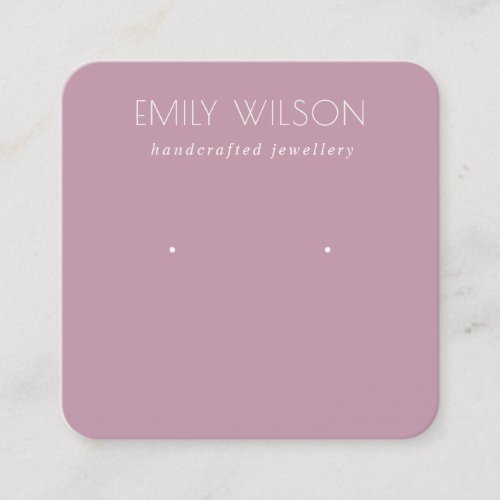 Minimal Simple Dusky Pink Purple Earring Display Square Business Card