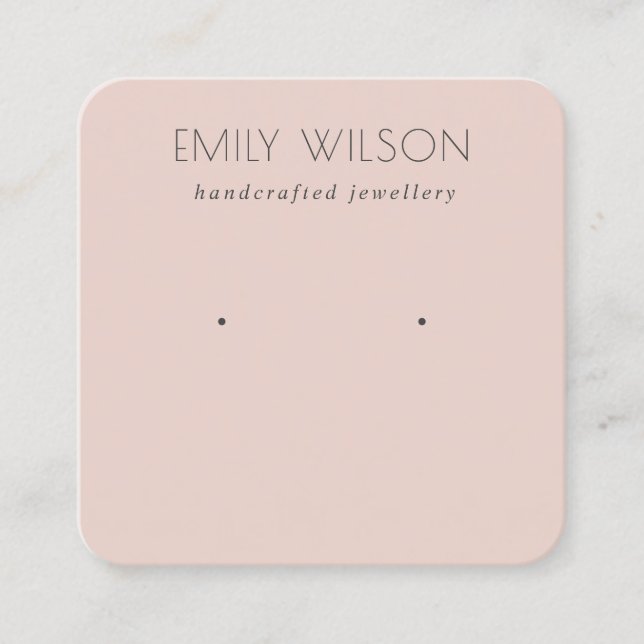 Minimal Simple Dusky Rose Pink Earring Display Square Business Card (Front)