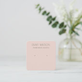 Minimal Simple Dusky Rose Pink Earring Display Square Business Card (Standing Front)