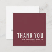 MINIMAL SIMPLE ELEGANT BURGUNDY MAROON THANK YOU SQUARE BUSINESS CARD (Front/Back)