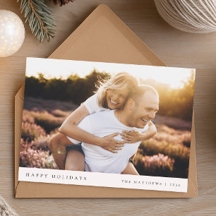 Minimal Simple Elegant Christmas Couple Photo Holiday Card