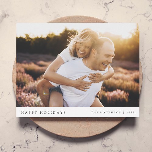 Minimal Simple Elegant Christmas Couple Photo Holiday Card