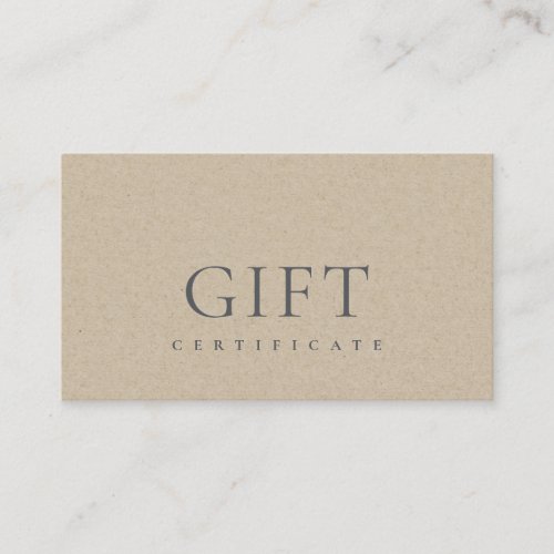 Minimal Simple Elegant Kraft Gift Certificate
