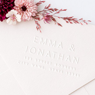 Minimal simple elegant names couple return address embosser