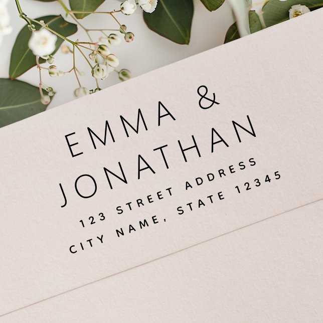 Minimal simple elegant names couple return address rubber stamp (Minimal simple elegant names couple return address rubber stamp)