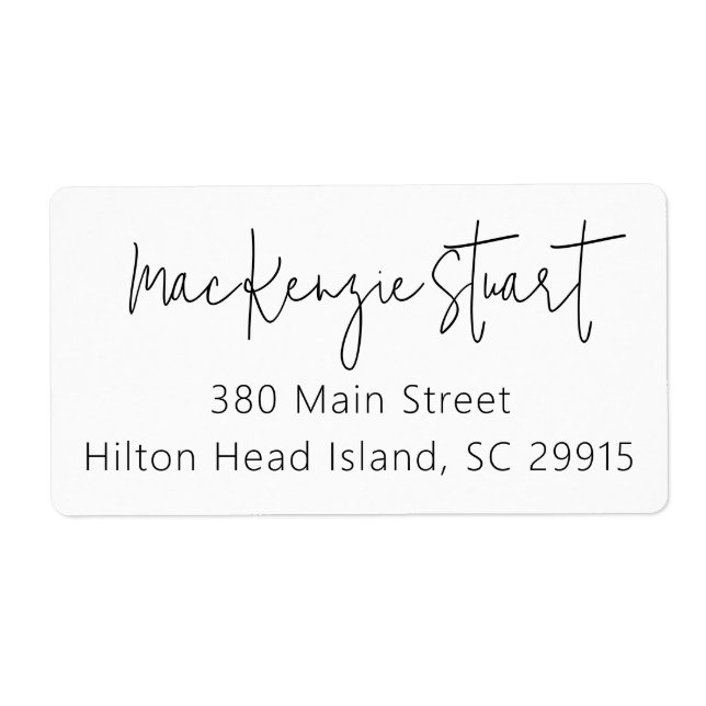 Minimal Simple Elegant Script Address Shipping Label (Front)