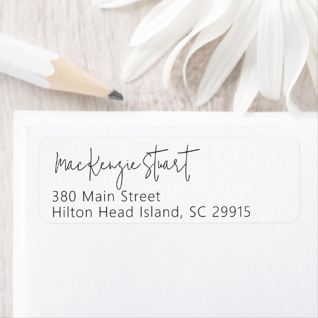Minimal Simple Elegant Script Return Address Label (Insitu)