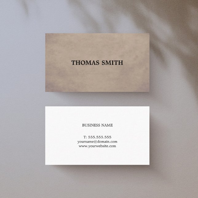 Minimal Simple Elegant Texture Brown Consultant Business Card (Creator Uploaded)