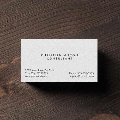 Minimal Simple Elegant Texture White Consultant Business Card