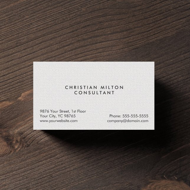 Minimal Simple Elegant Texture White Consultant Business Card (Creator Uploaded)
