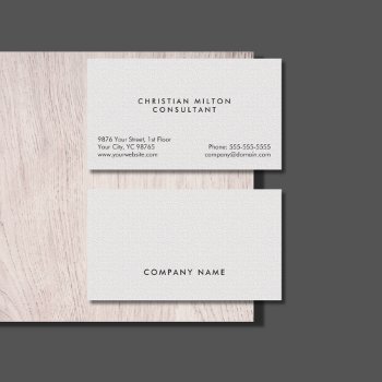 Minimal Simple Elegant Texture White Consultant Business Card by pro_business_card at Zazzle