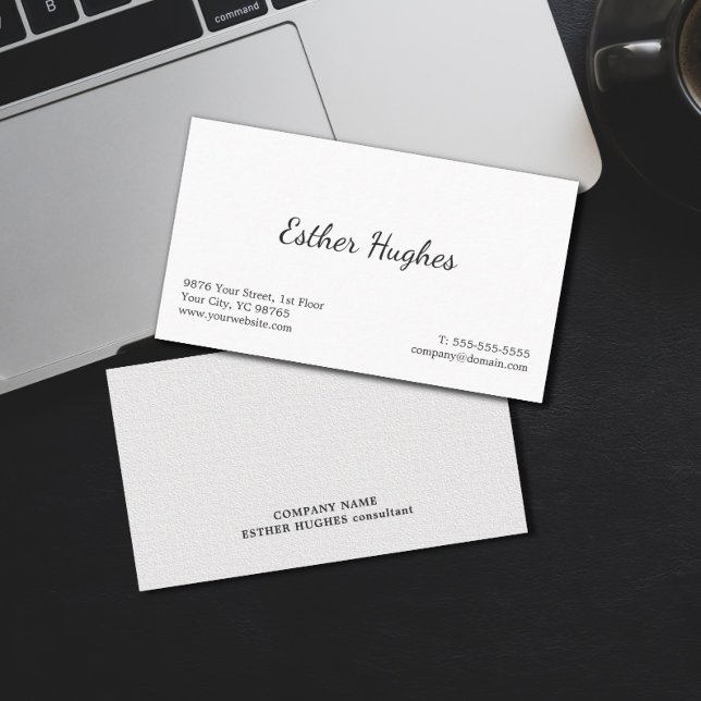 Minimal Simple Elegant Texture White Consultant Business Card