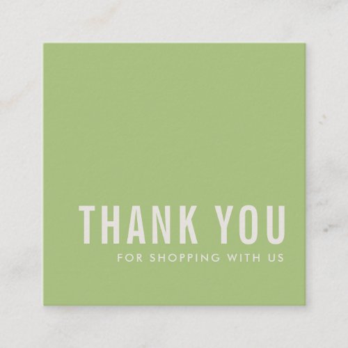 MINIMAL SIMPLE ELEGANT YELLOW GREEN THANK YOU SQUARE BUSINESS CARD