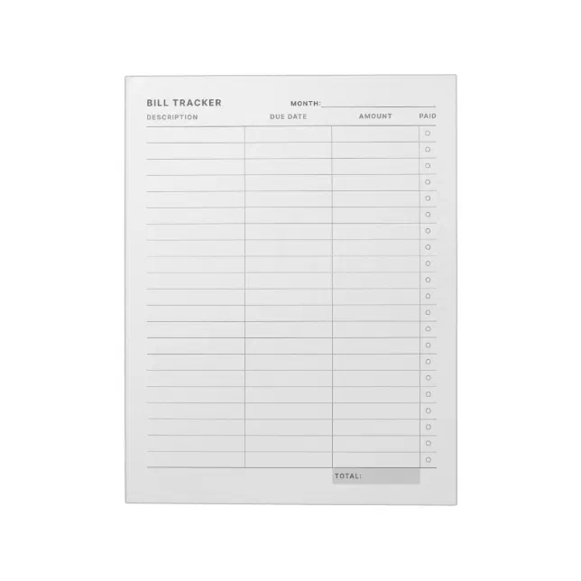 Minimal Simple Expense Tracker Notepad | Zazzle