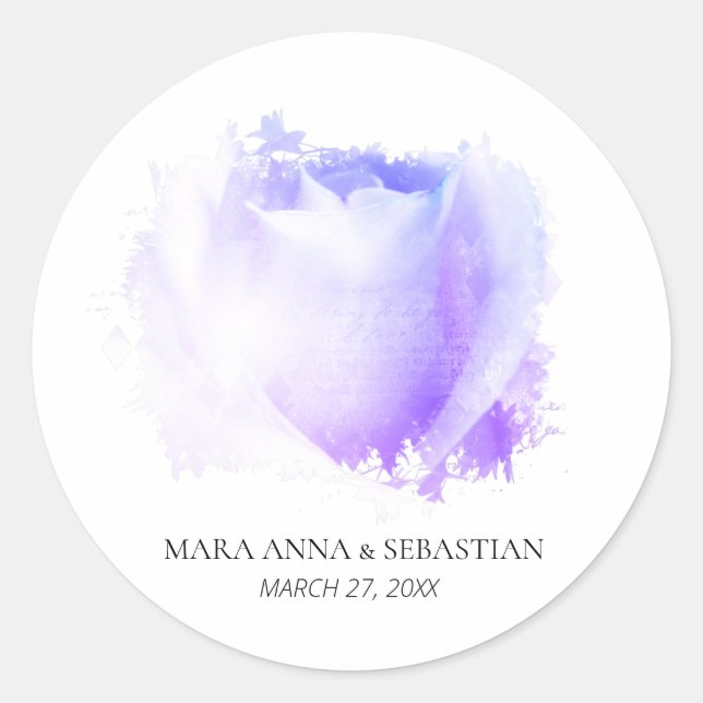 Minimal Simple Floral Wedding Couples Classic Rose Round Sticker (Front)