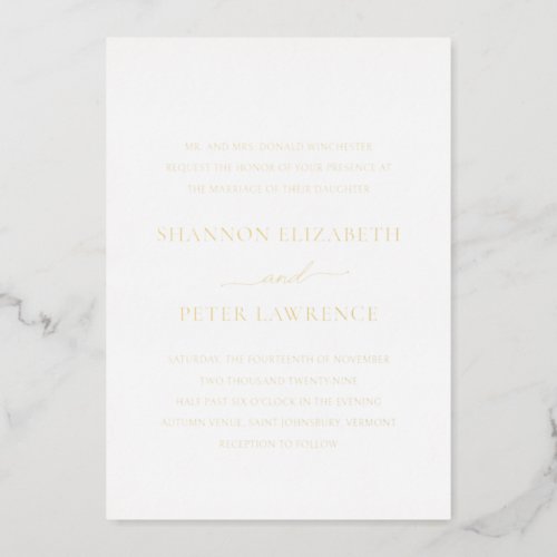 Minimal Simple Formal Elegant Wedding Foil Invitation