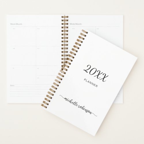 Minimal Simple Girly White Monogram 2023 Planner