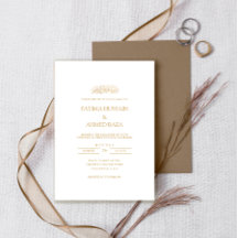 Minimal Simple Gold Script White Muslim Wedding