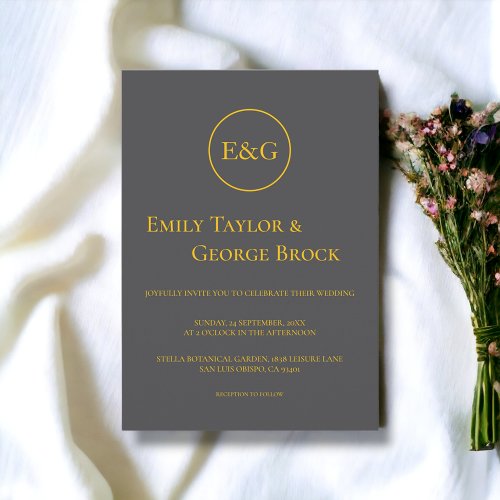 Minimal Simple Gold Typography Chic Modern Wedding Invitation