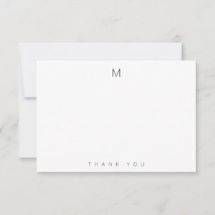 Minimal Simple Gray Monogram Thank You Note Cards