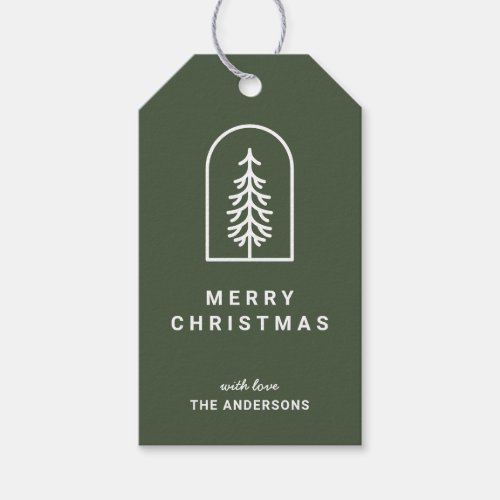 Minimal  Simple Green Pine Tree Holiday Gift Tags