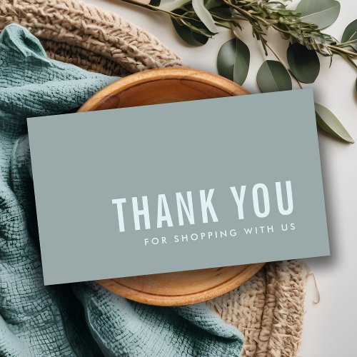 MINIMAL SIMPLE GREY BLUE THANK YOU LOGO SHOPPING BUSINESS CARD