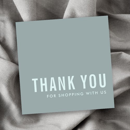 MINIMAL SIMPLE GREY BLUE THANK YOU LOGO SHOPPING SQUARE BUSINESS CARD