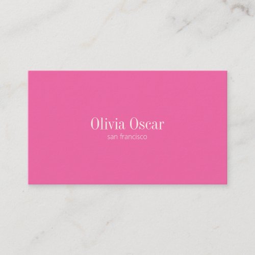 Minimal Simple Hot Pink Modern Professional Business Card