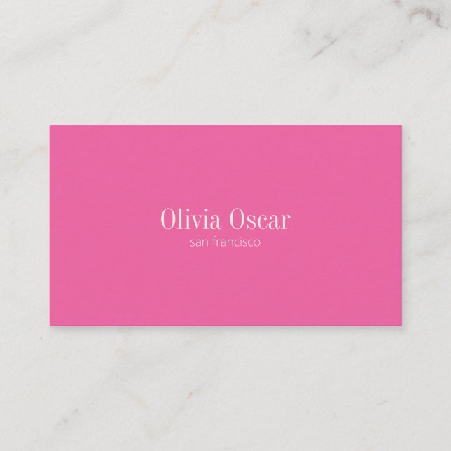 Minimal Simple Hot Pink Modern Professional Business Card (Front)