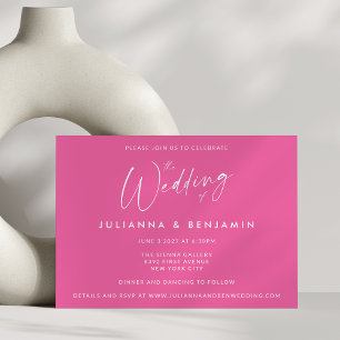 Minimal Simple Hot Pink Modern Script Wedding Invitation