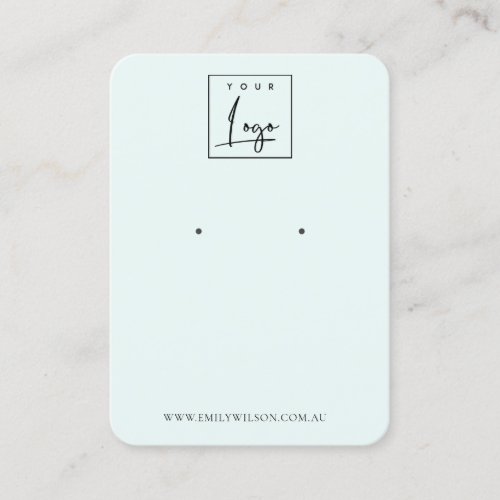 Minimal Simple Logo Sky Blue Aqua Earring Display Business Card
