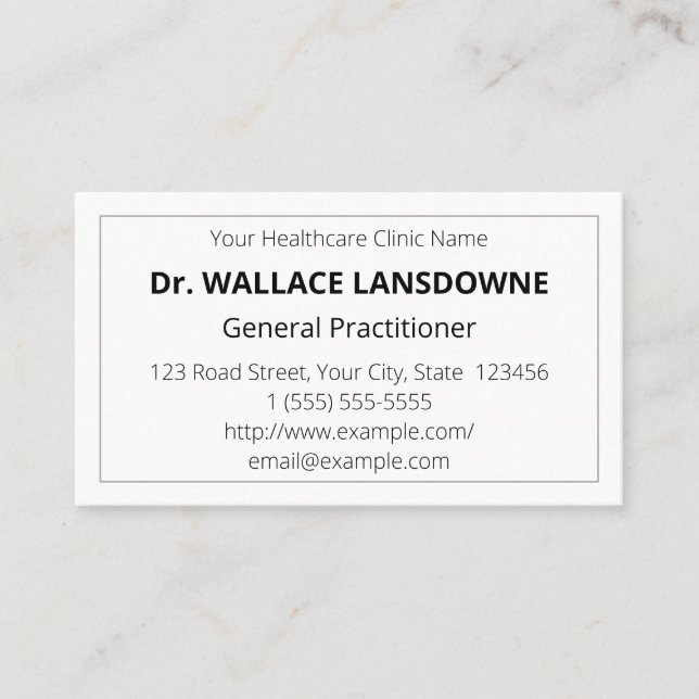 Minimal, Simple, Medical Professional Business Card (Front)