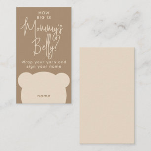 Minimal simple modern Bear Shower mom belly Game Enclosure Card
