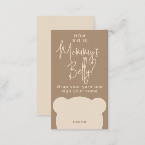 Minimal simple modern Bear Shower mom belly Game Enclosure Card