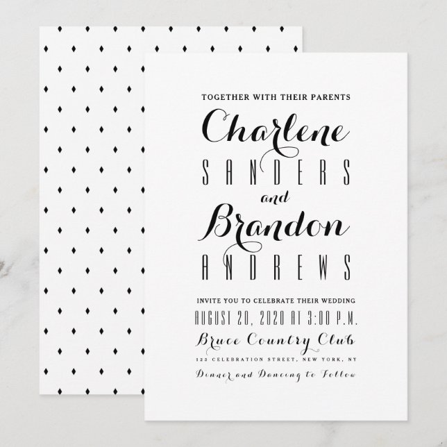 Minimal Simple Modern Elegant Wedding Invitations (Front/Back)
